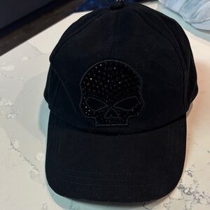Harley Davidson, black skull baseball hat